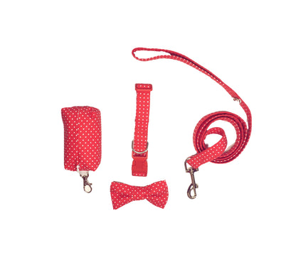 Conjunto paseo Perruno "Rojo Topitos"